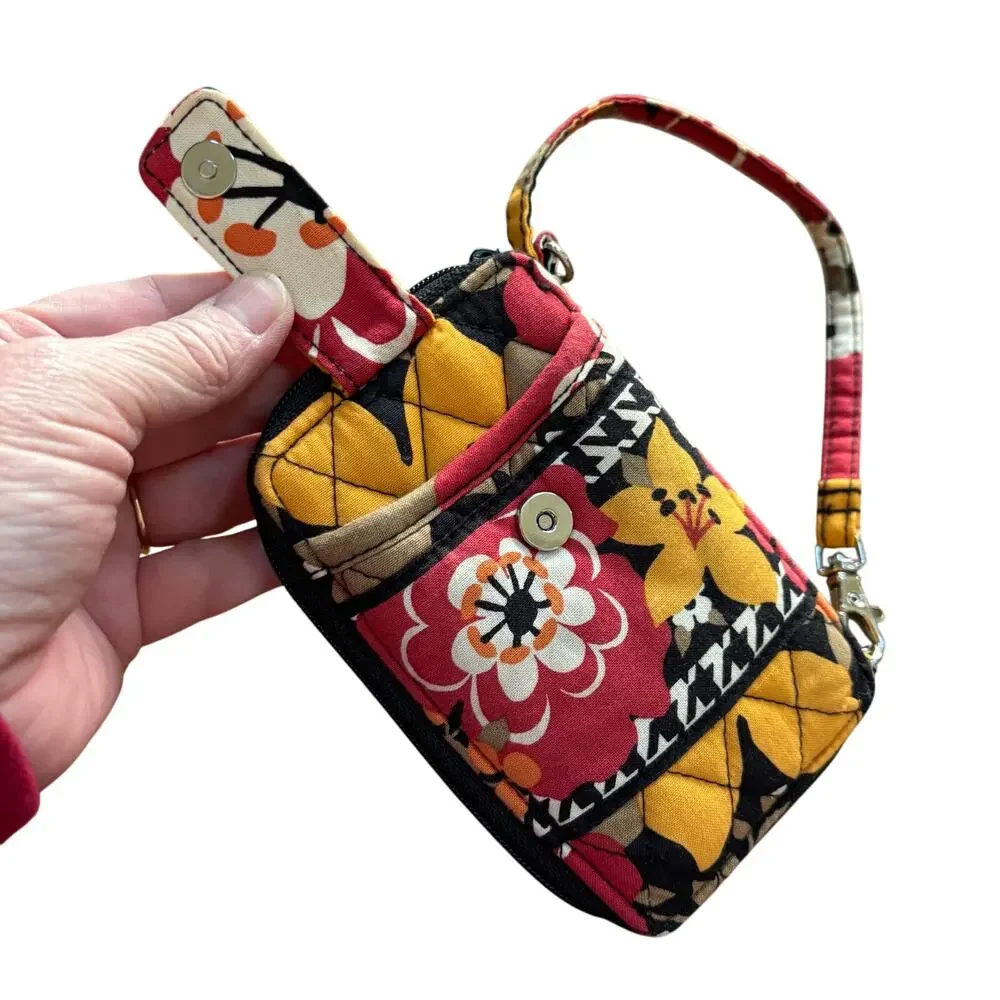 Vera Bradley wristlet wallet quilted cotton gold red black mini zip around style
